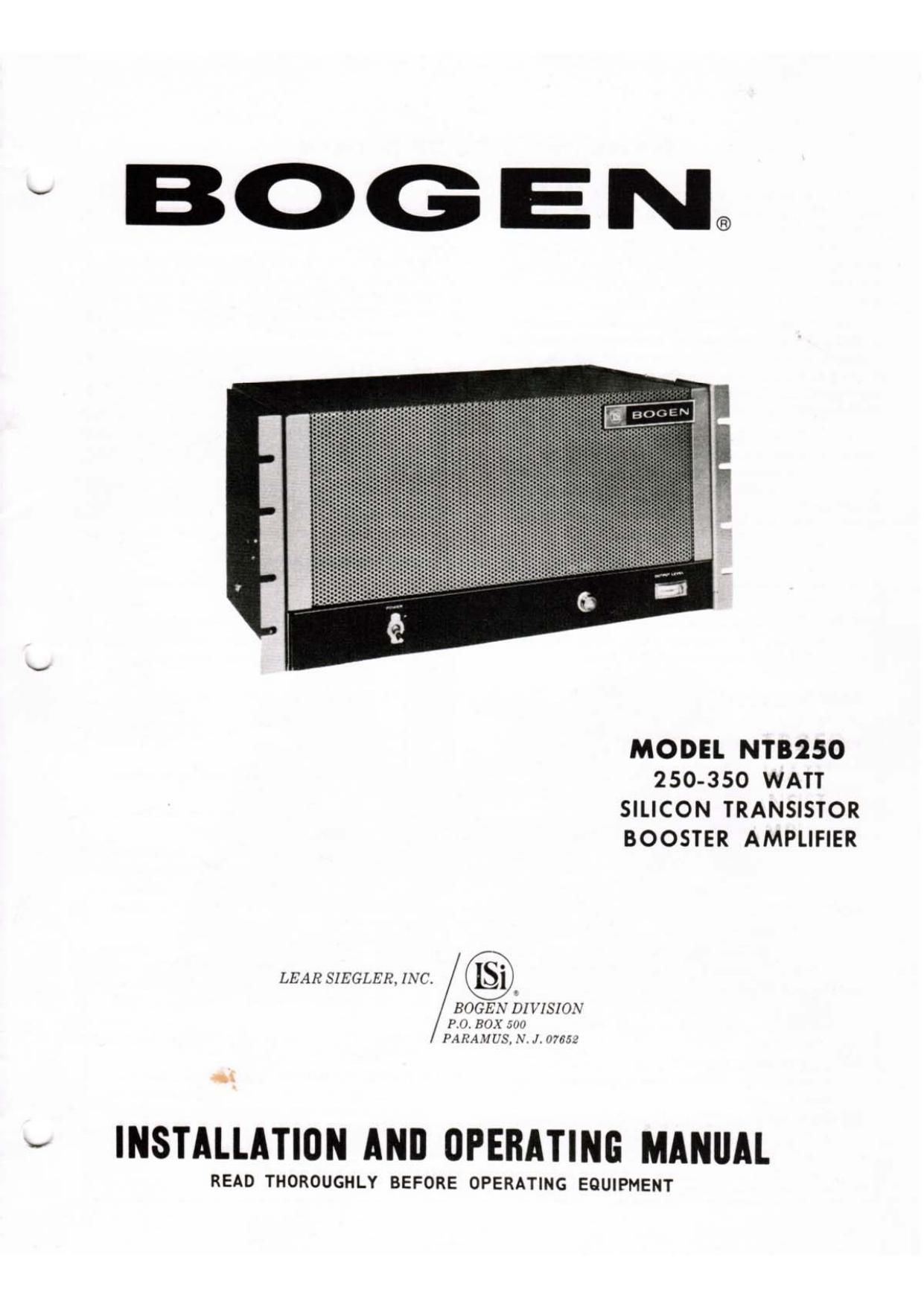 Bogen NDB250 Operating Manual