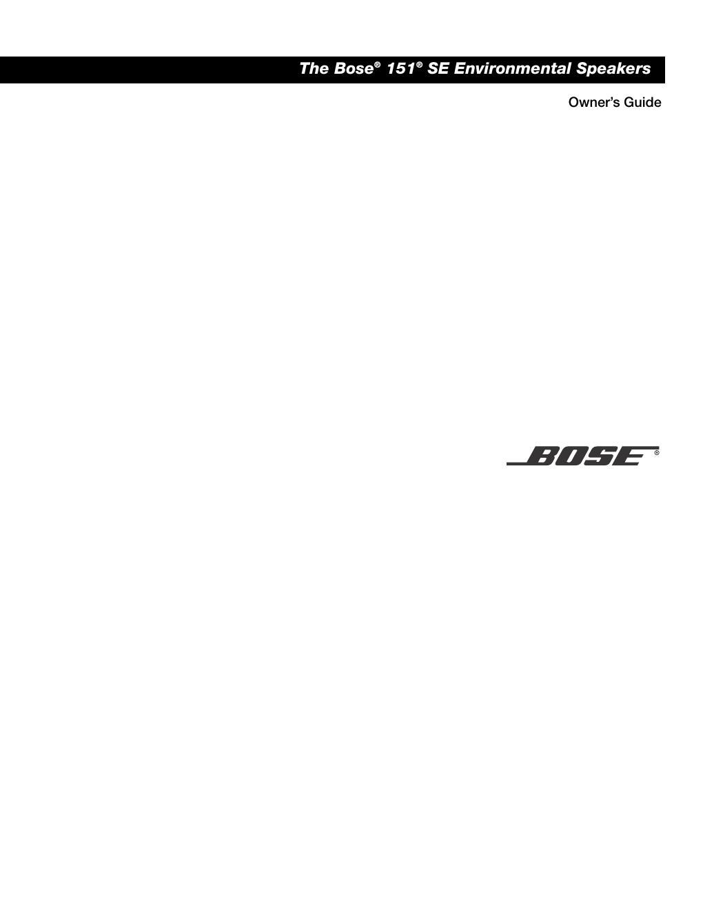 bose 151 se owners guide