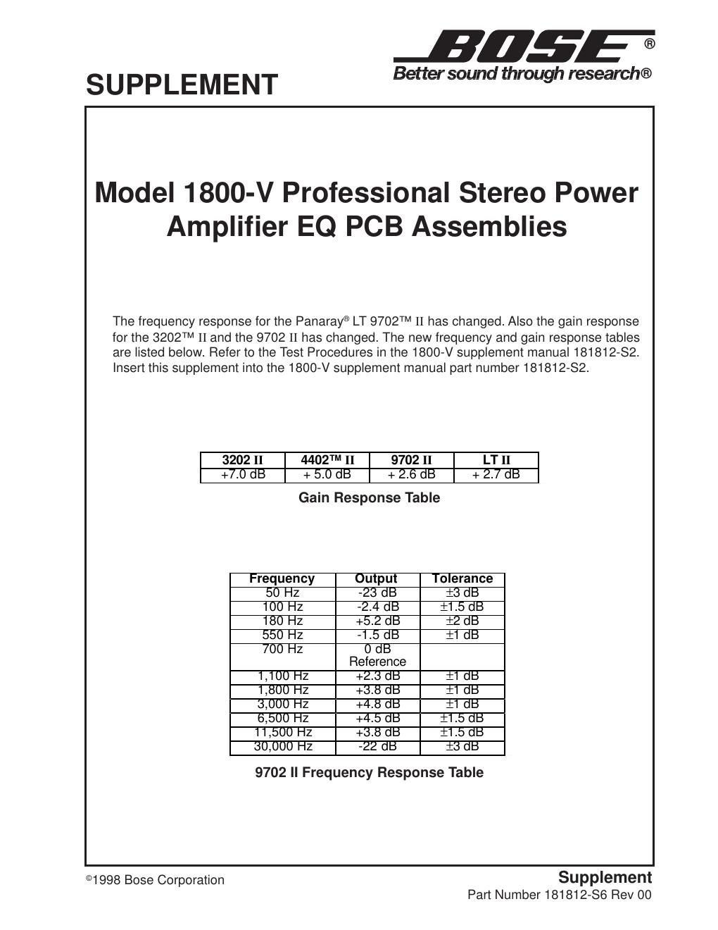 bose 1800 v supplement s6