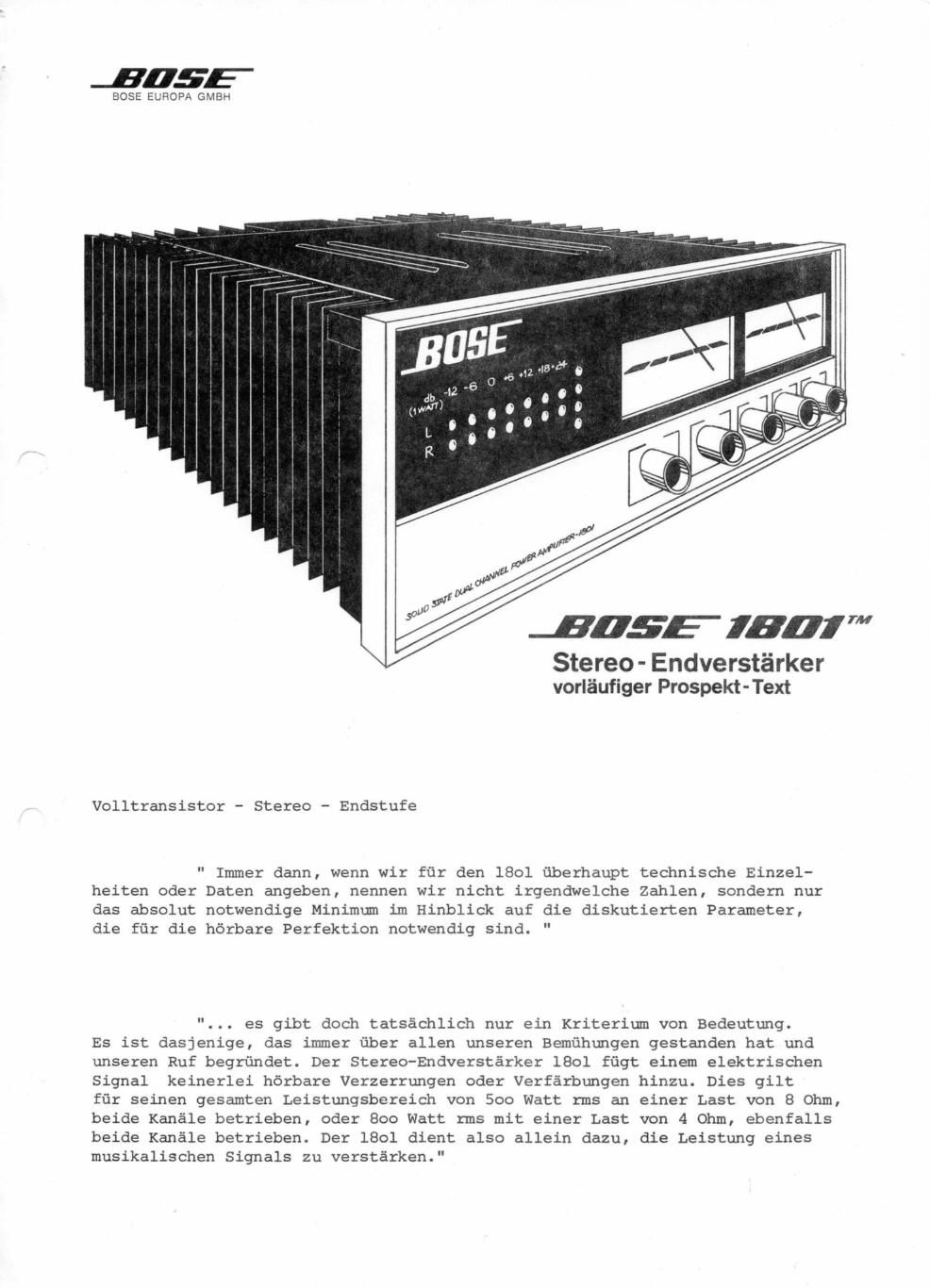 bose 1801 brochure