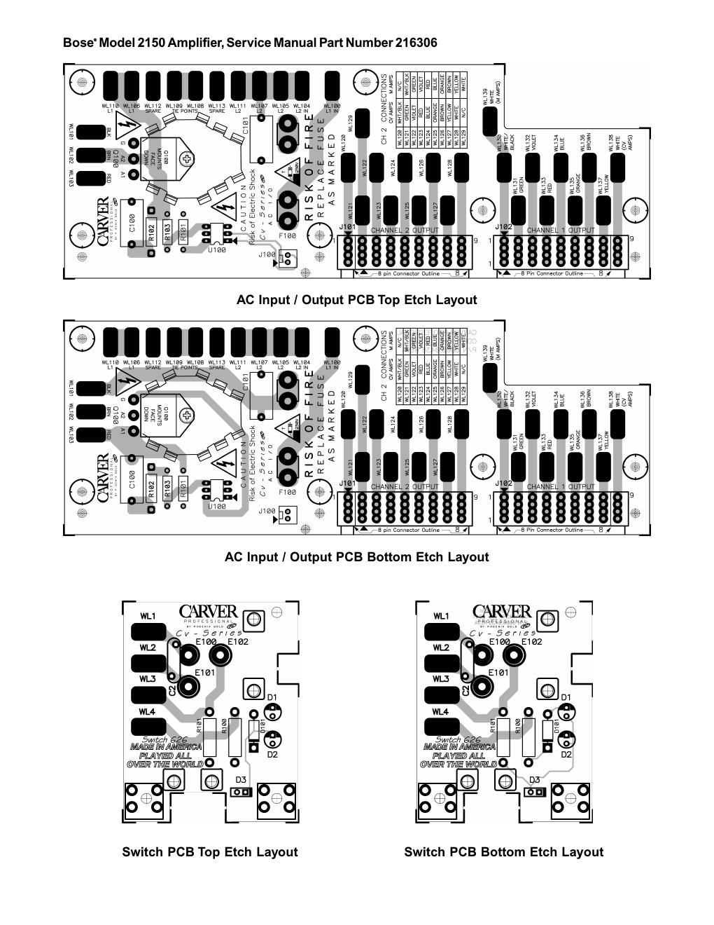 bose 2150 ac i o and switch bose pcb layouts