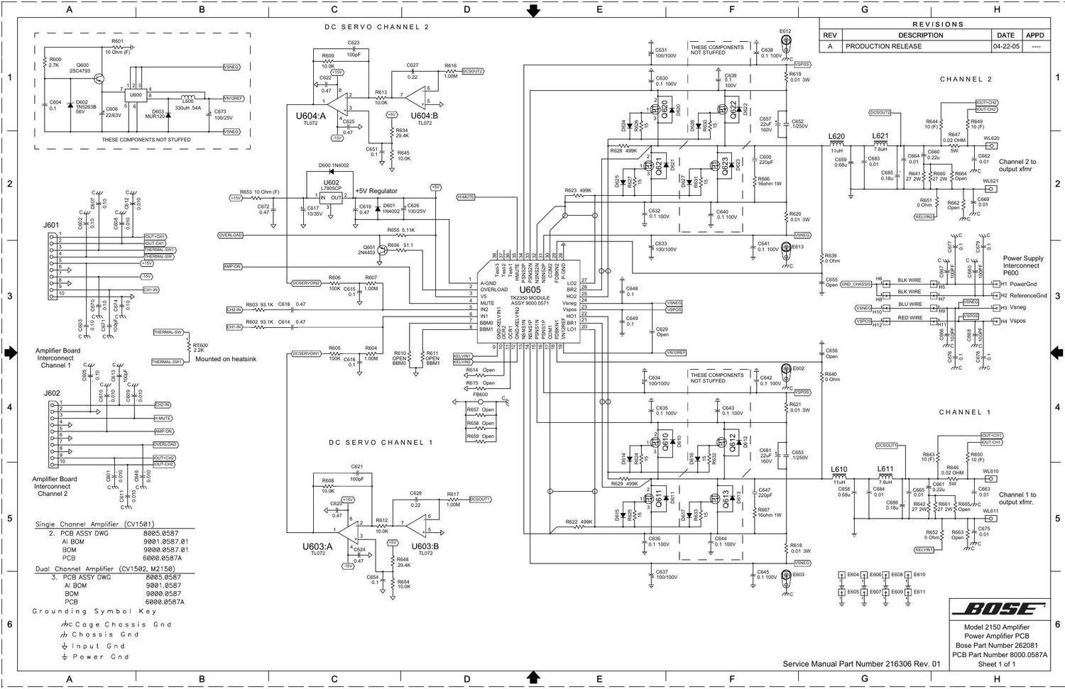bose 2150 amplifier sd262081 8000 0587 schematics