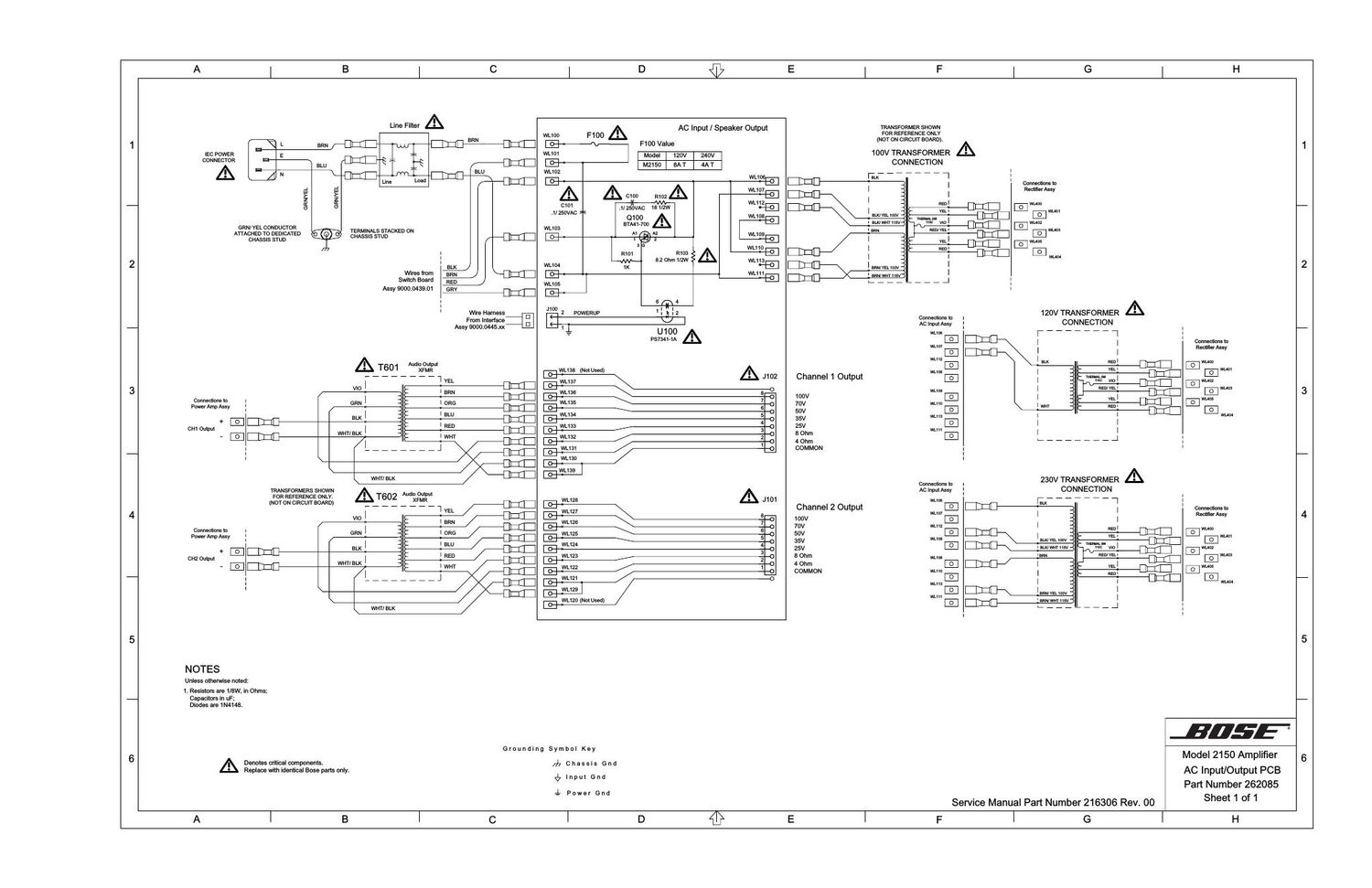 bose 2150 amplifier sd262085 schematics