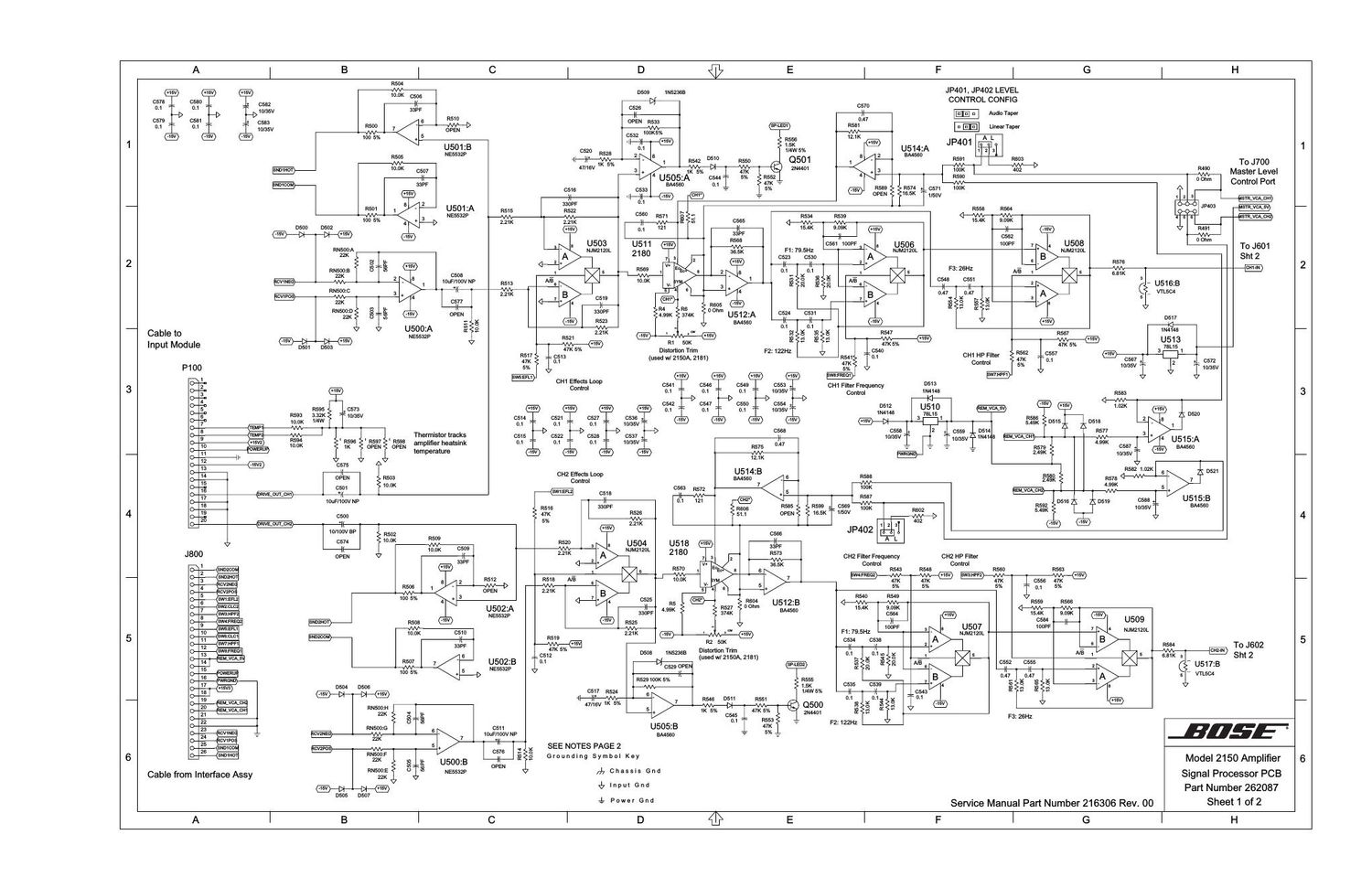 bose 2150 amplifier sd262087sh1 schematics