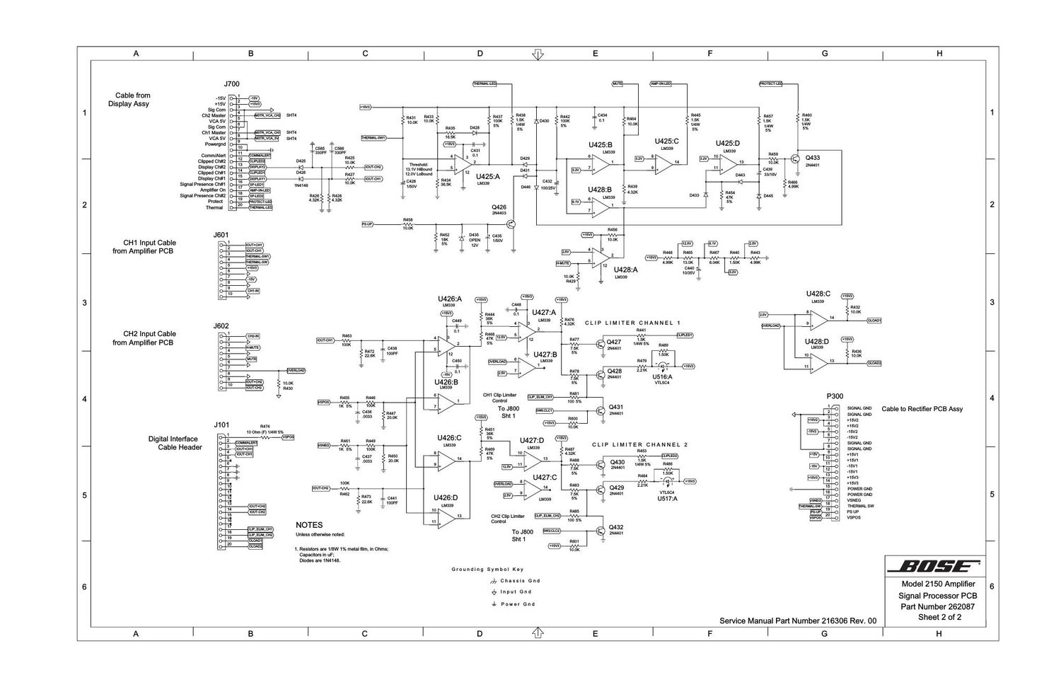 bose 2150 amplifier sd262087sh2 schematics