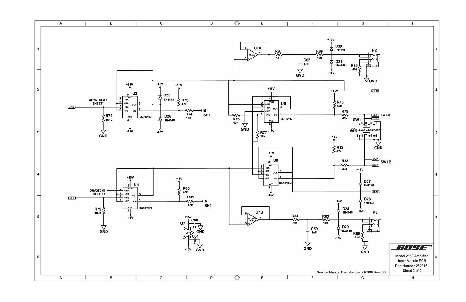 bose 2150 amplifier sd262316sh2 schematics