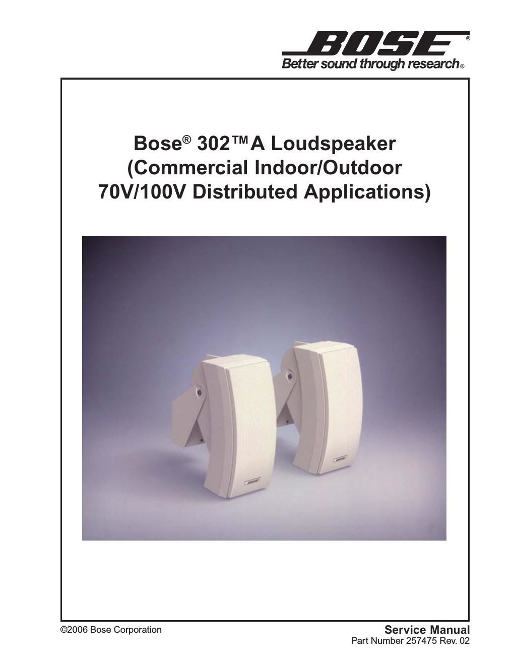 bose 302 a loudspeaker manual r02