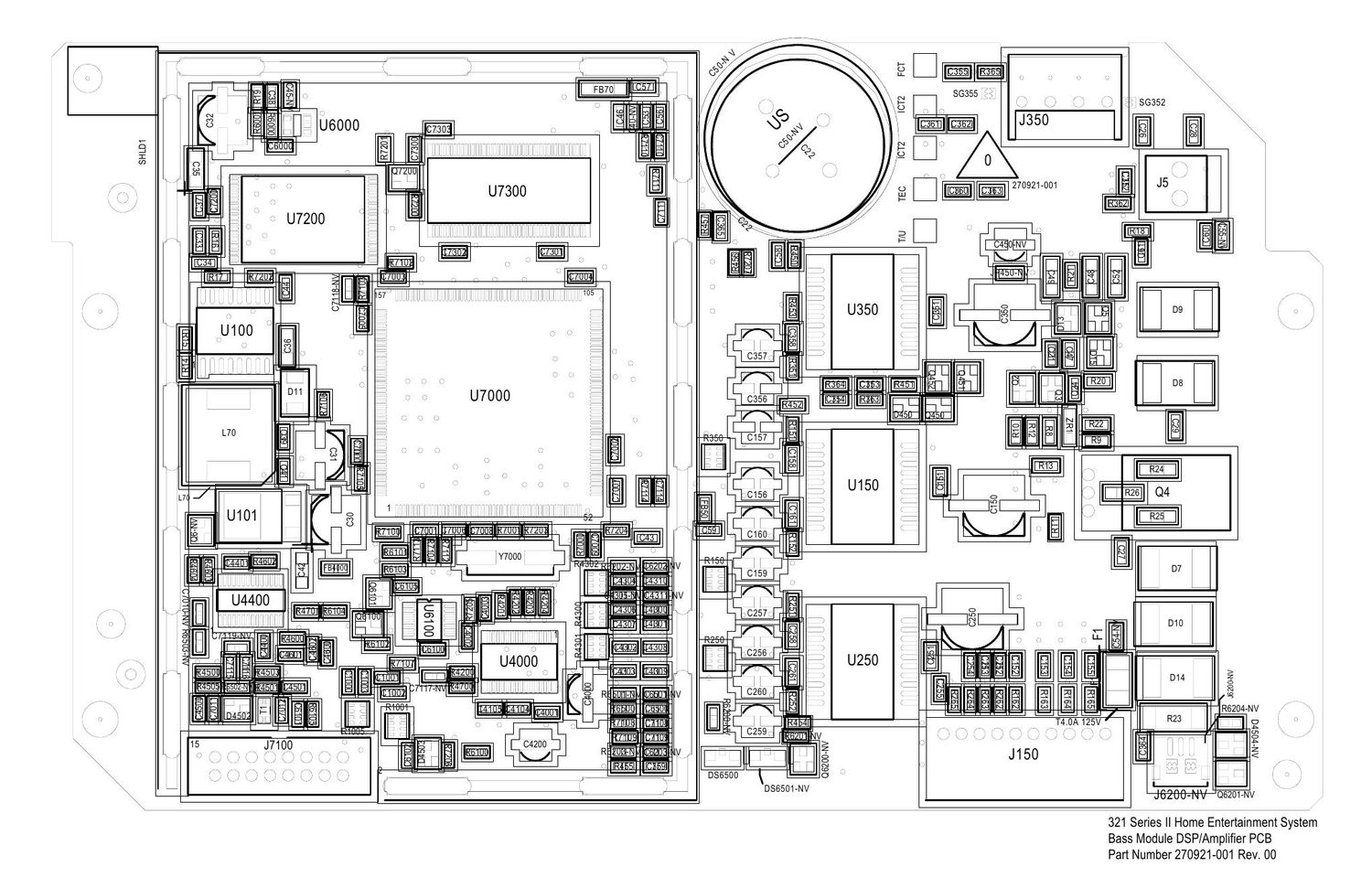 bose 321 series ii 270921 001 rev0 dsp board component layout