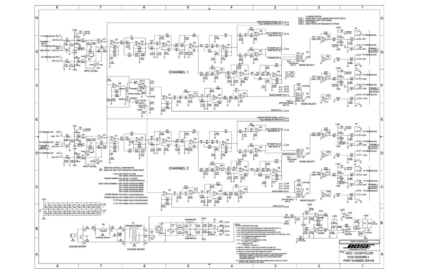 bose 402 c ii sd259148 schematics