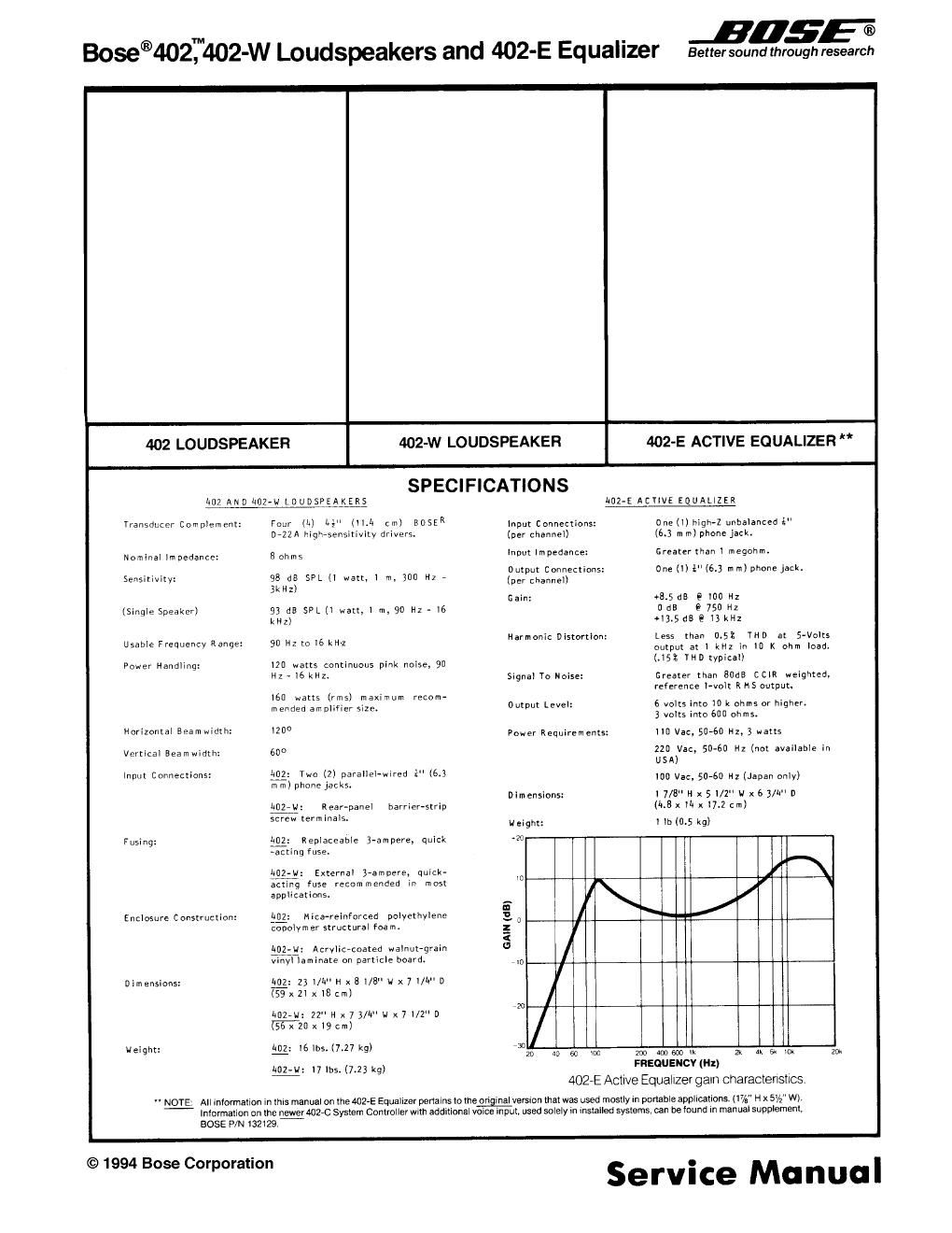 bose 402 eq and speaker manual