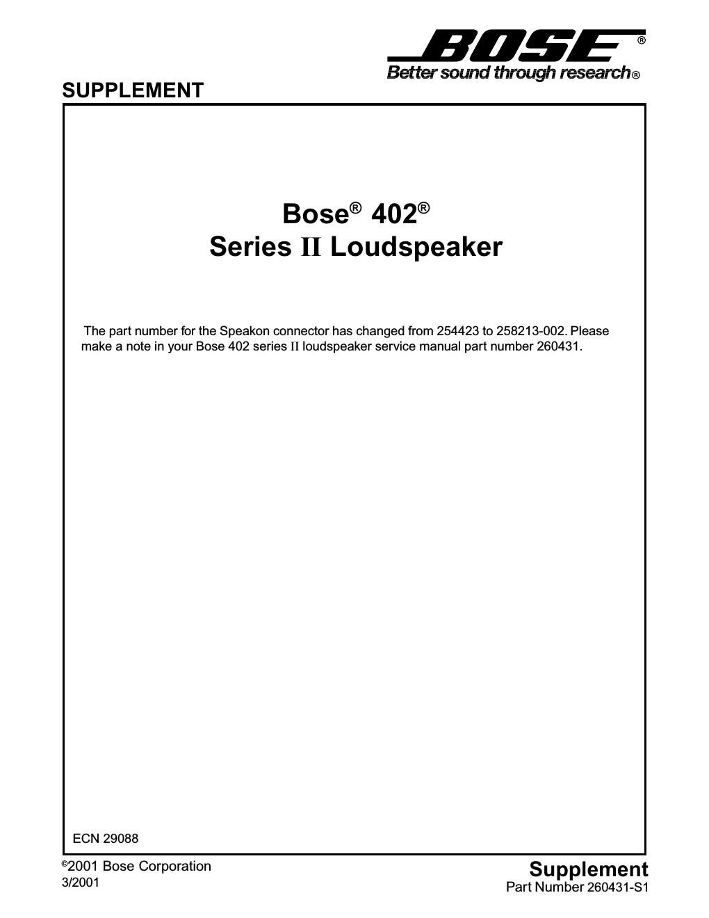 bose 402 series ii speaker supplement 1