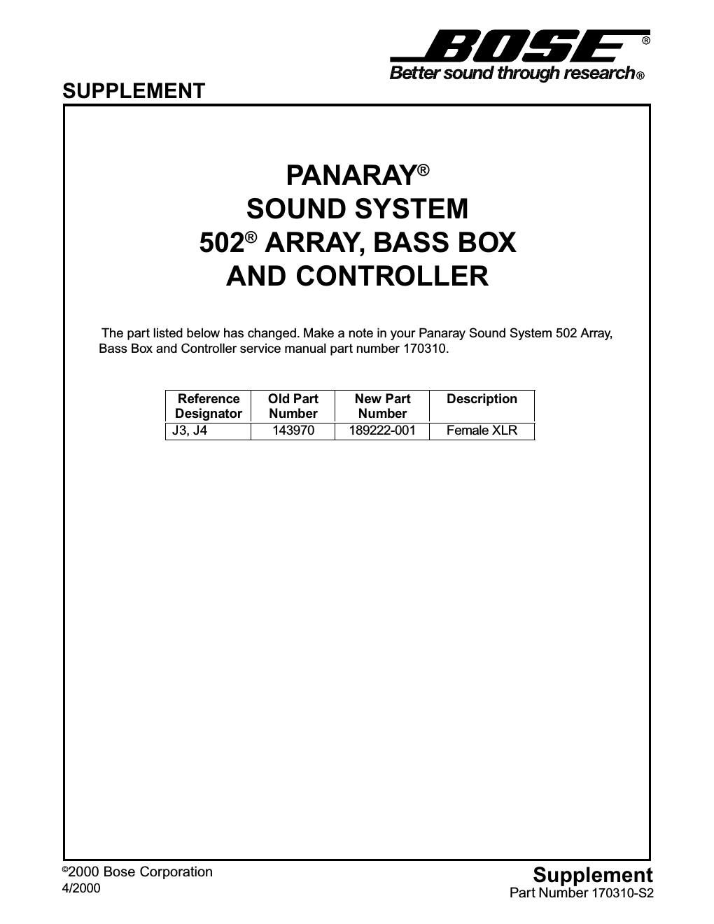 bose 502 a 502 b and 502 c supplement s2