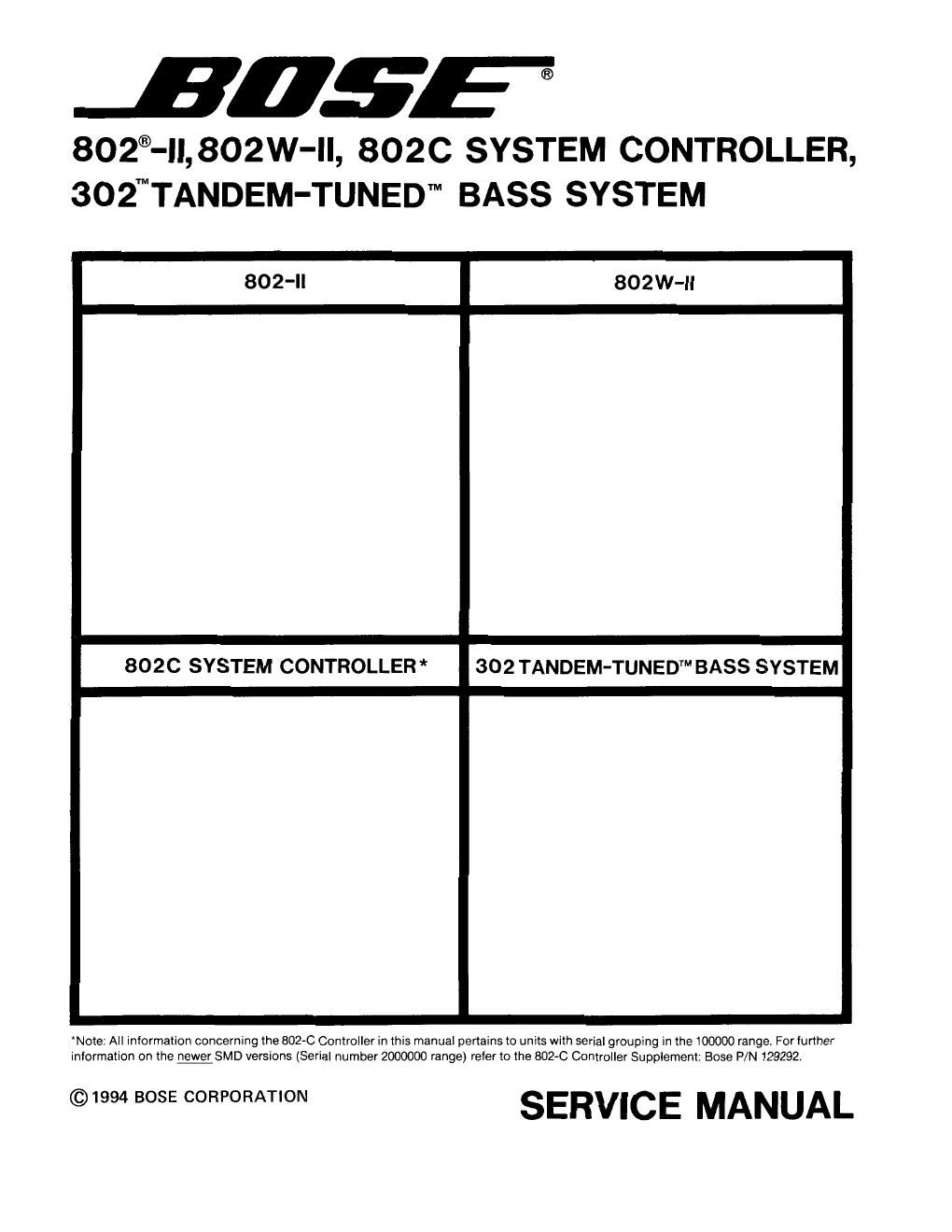 bose 802 802w 802c ii 302 service