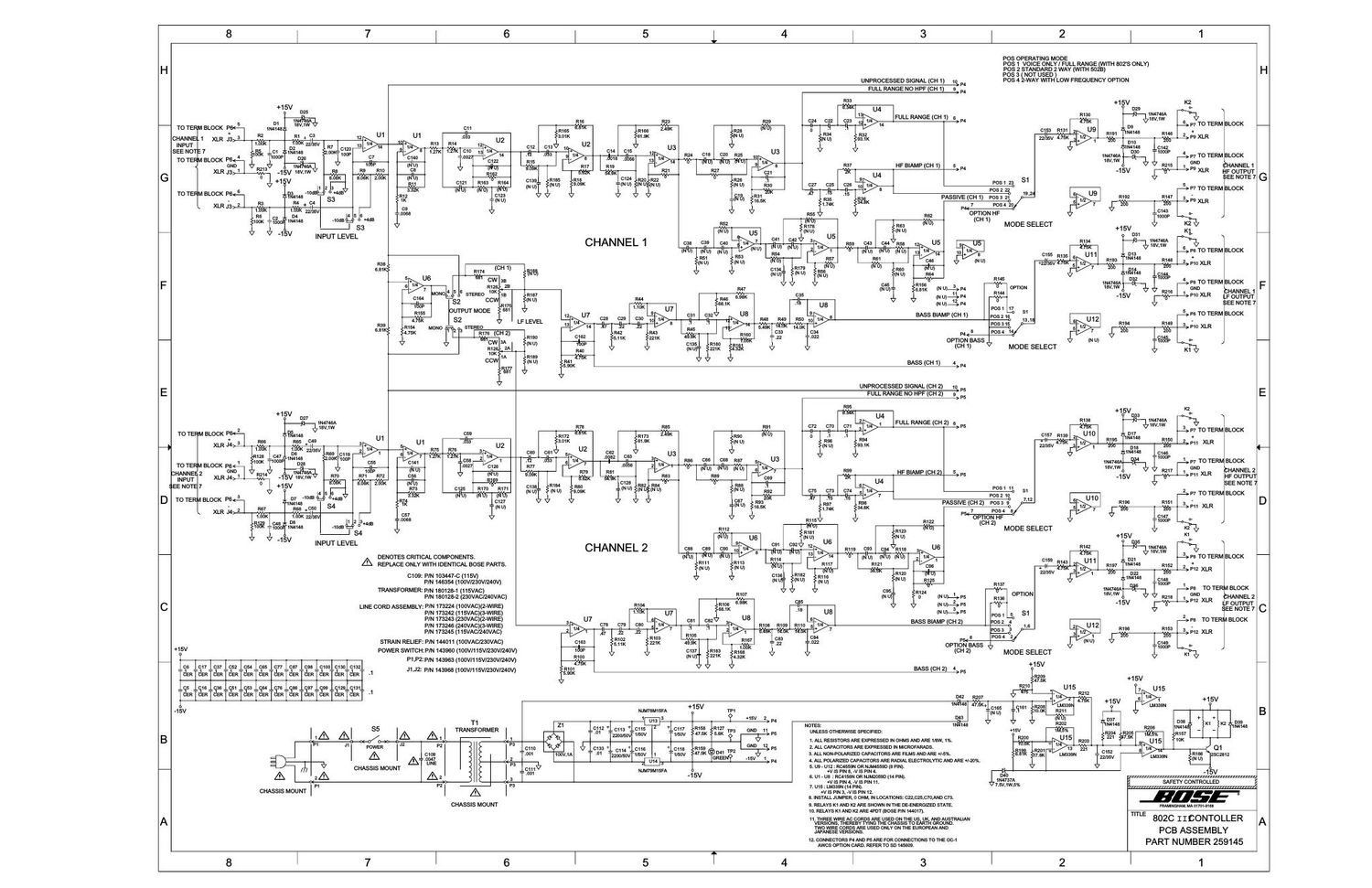 bose 802 c ii sd259145 schematics