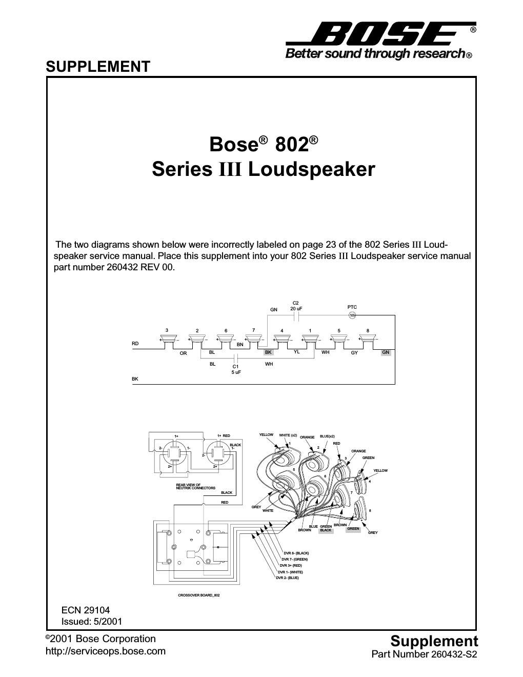 bose 802 iii speaker supplement s2