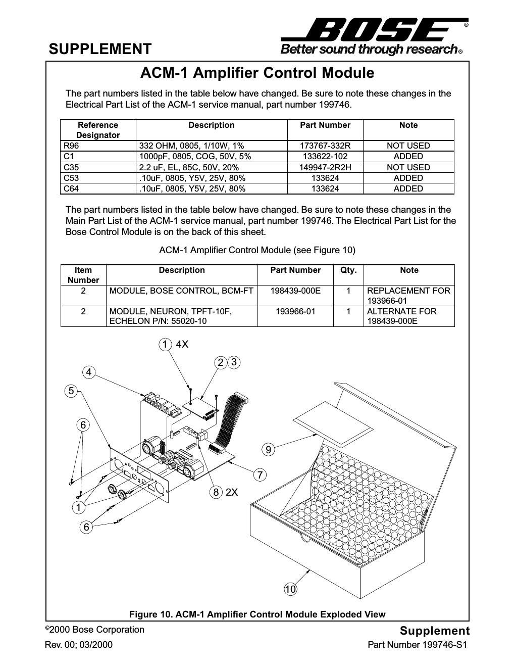 bose acm 1 amplifier control module supplement