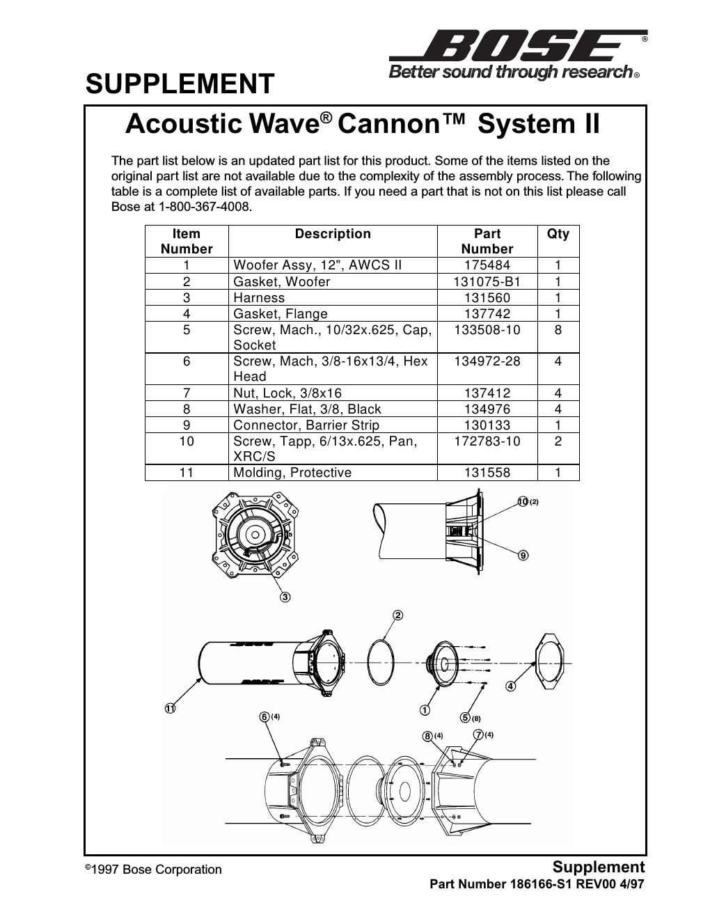 bose acoustic bose wave cannon supplement s1