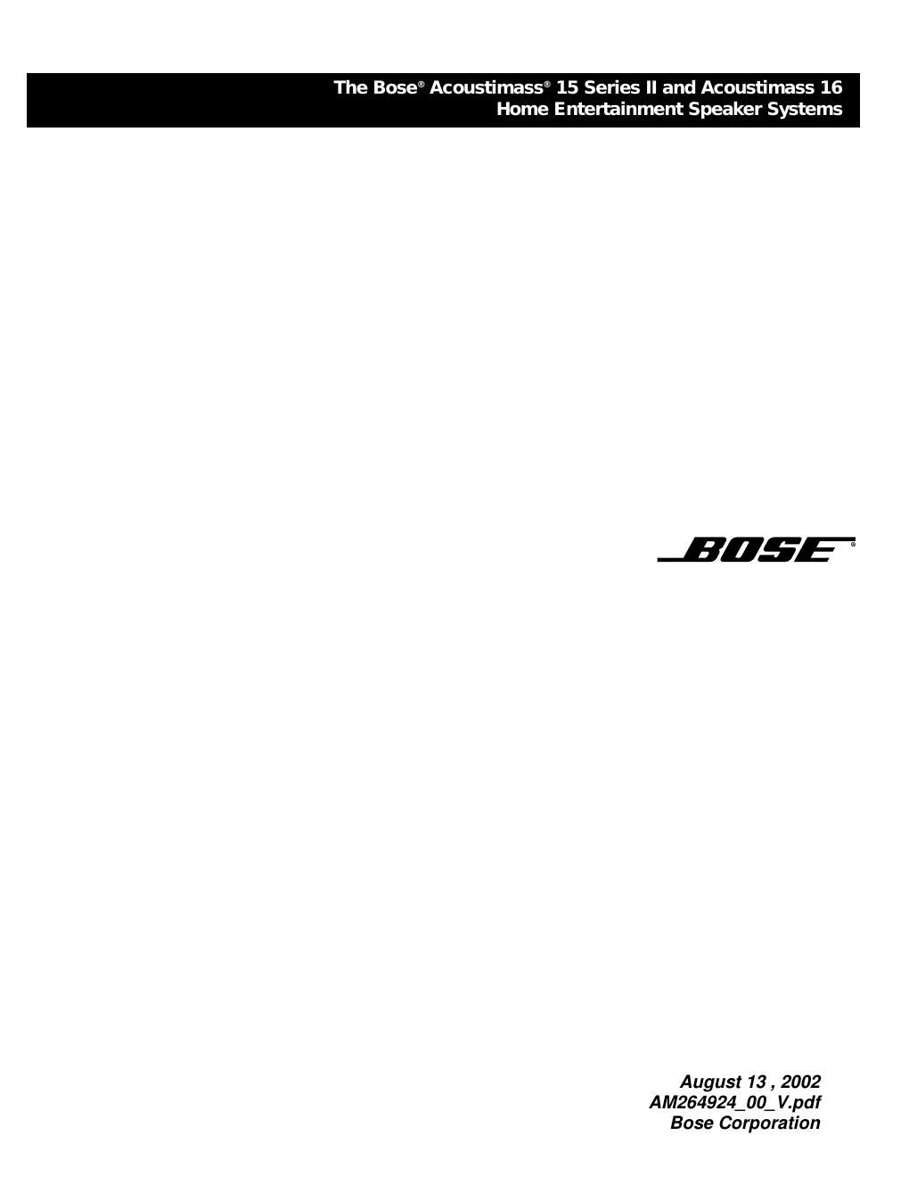 bose acoustimass 16 owners guide