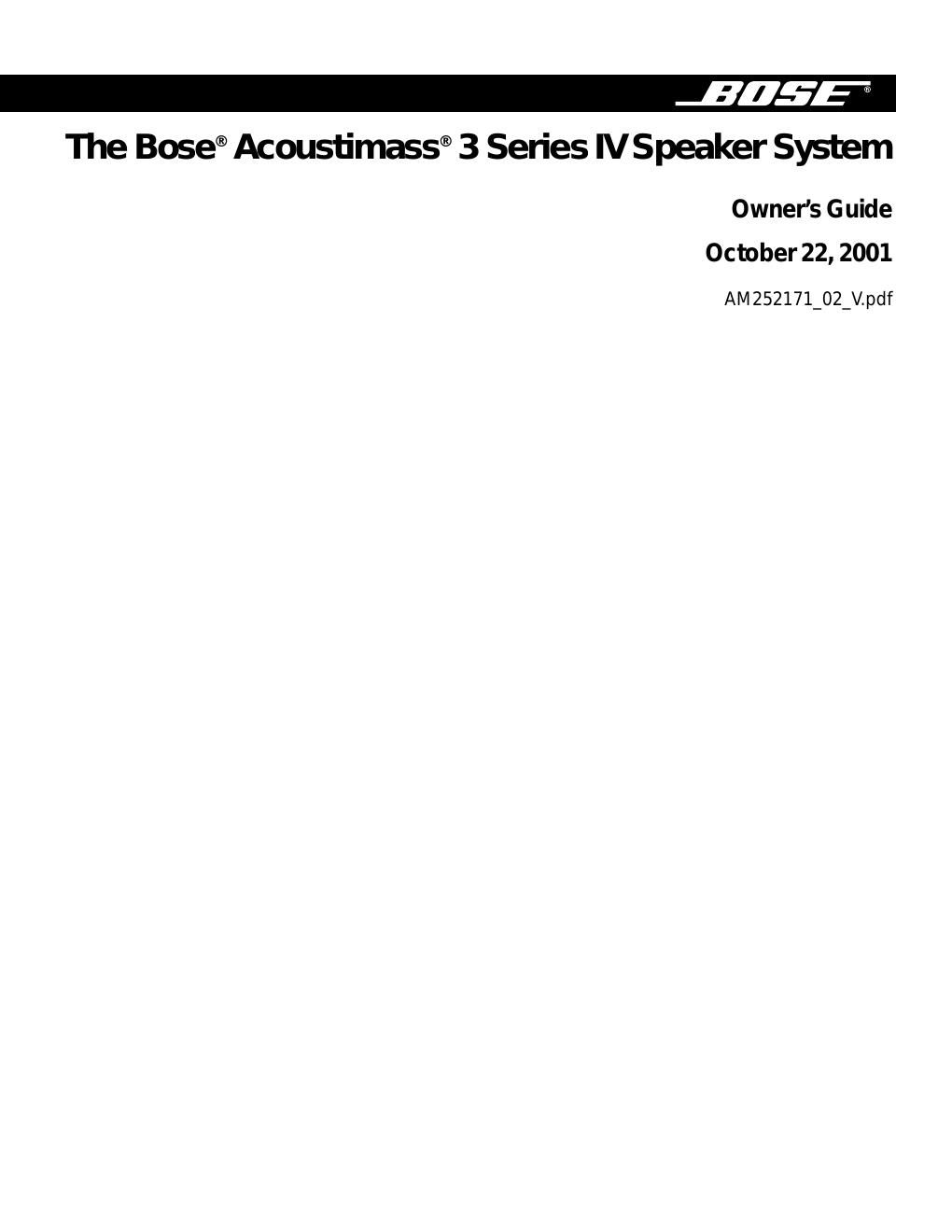 bose acoustimass 3 series iv owners guide