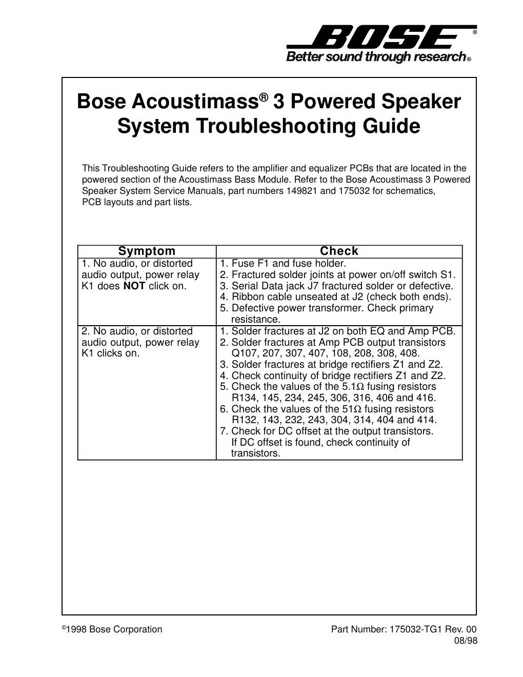 bose am 3p troubleshooting guide175032 tg1