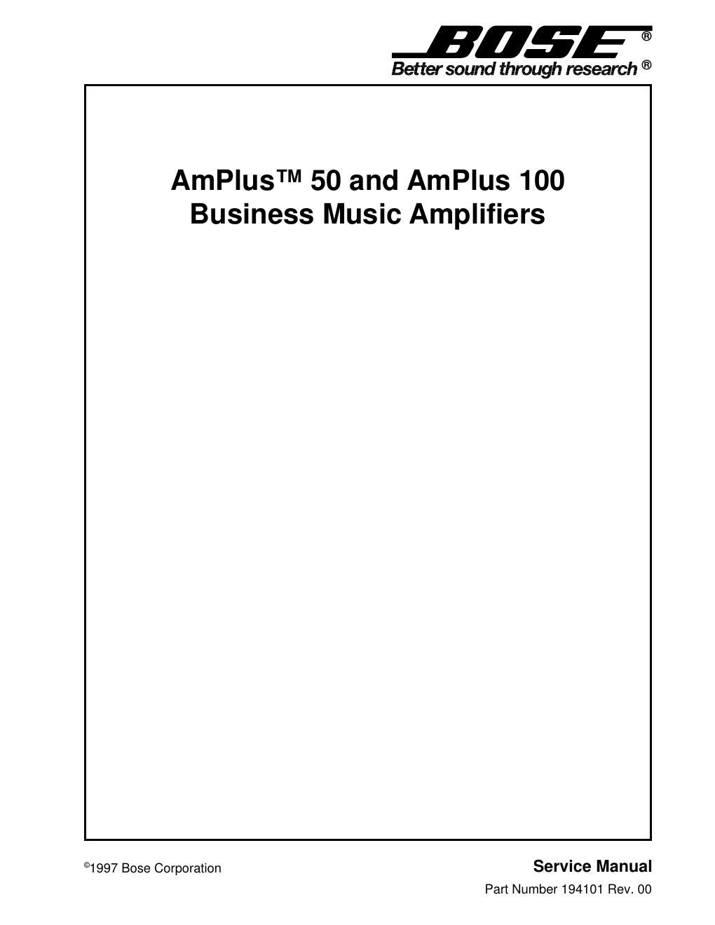bose amplus 50 and 100 business music amplifiers manual