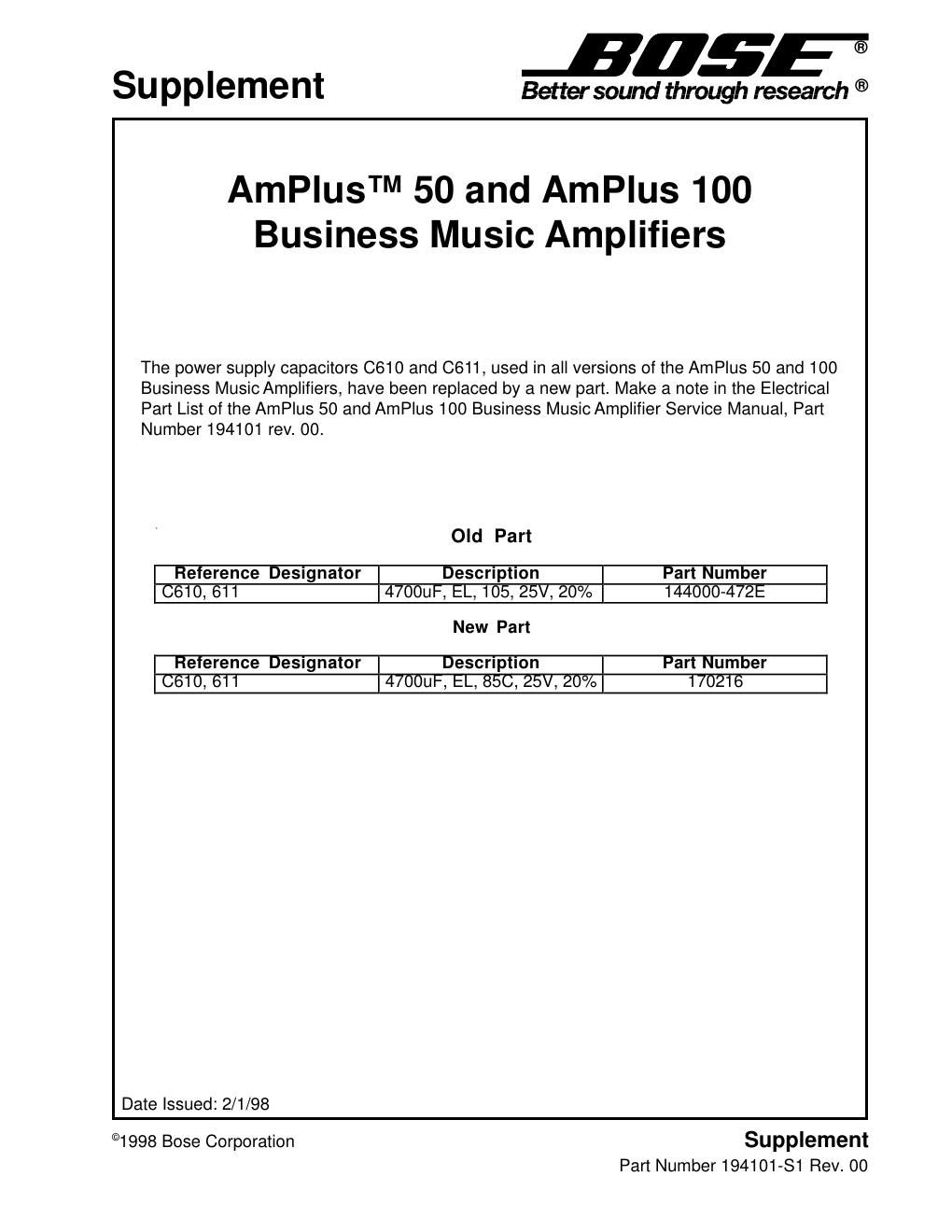 bose amplus supplement s1