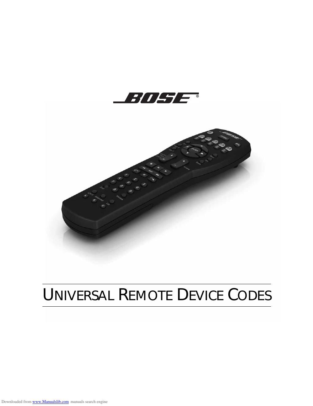 bose cinemate gs series ii universal remote codes