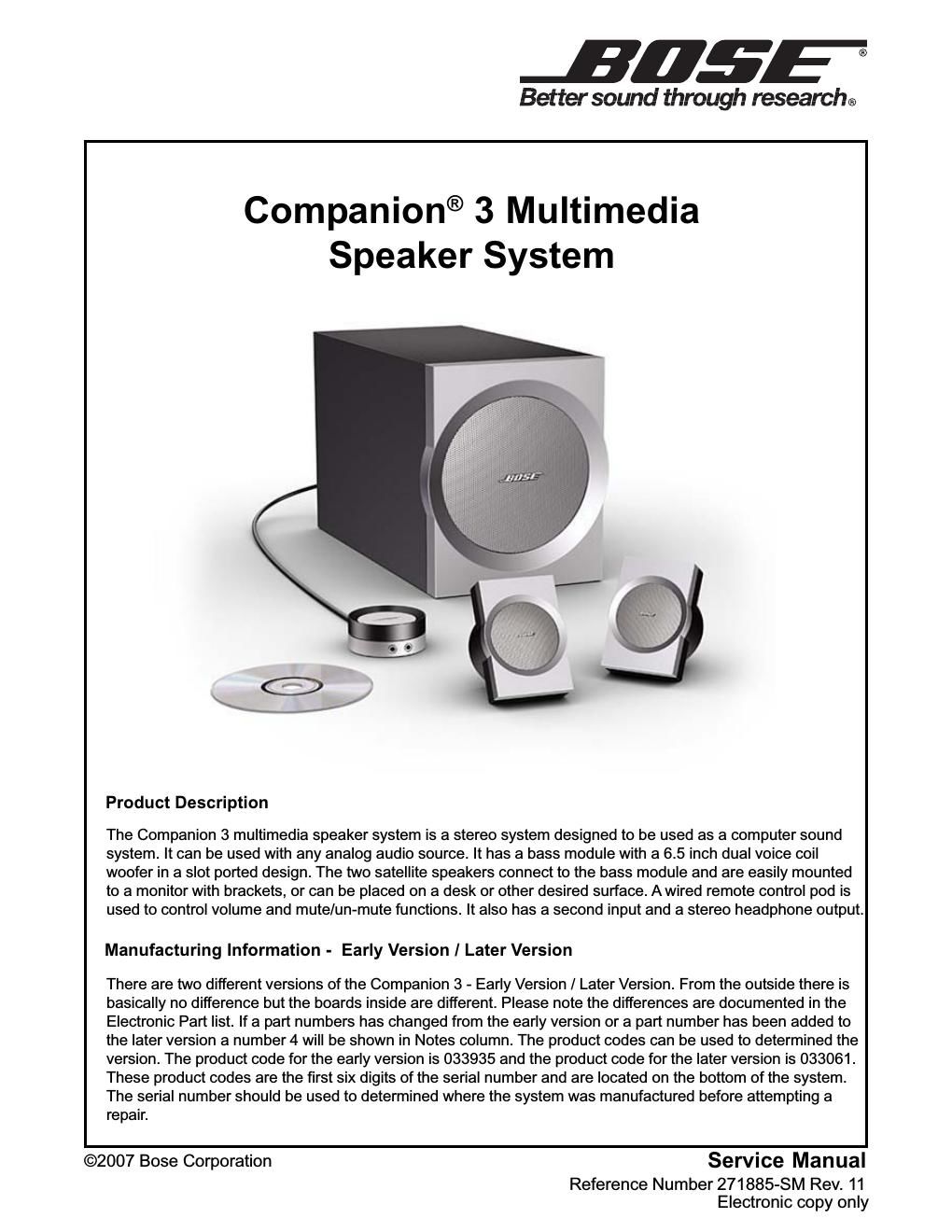 bose companion 3 schematics