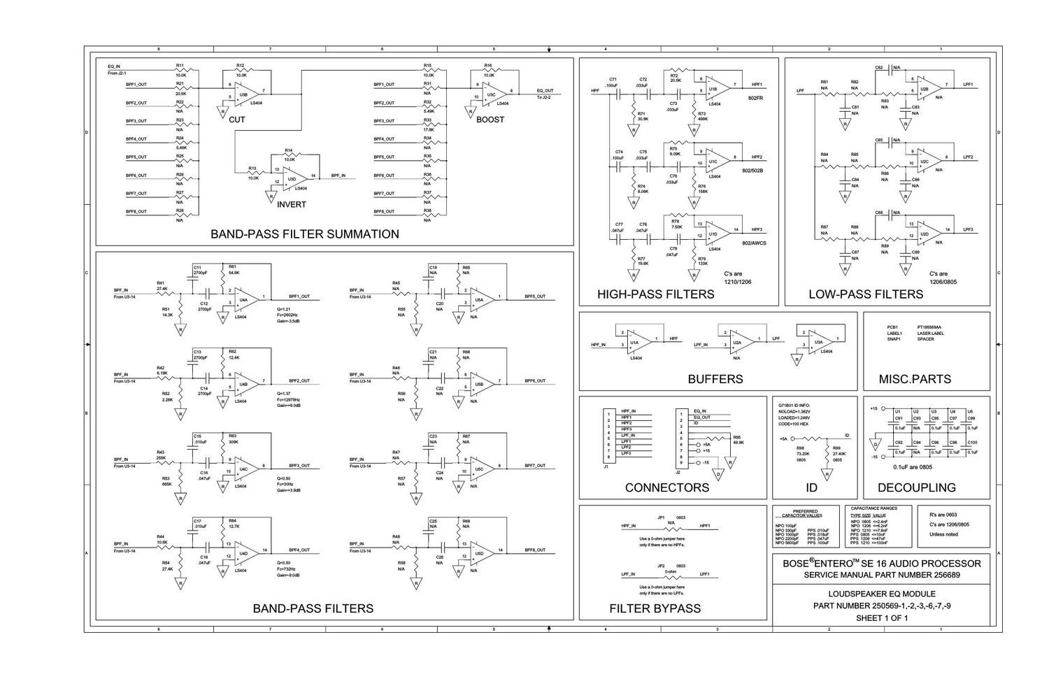 bose entero se16 audio processor 250569 speaker eq schematics