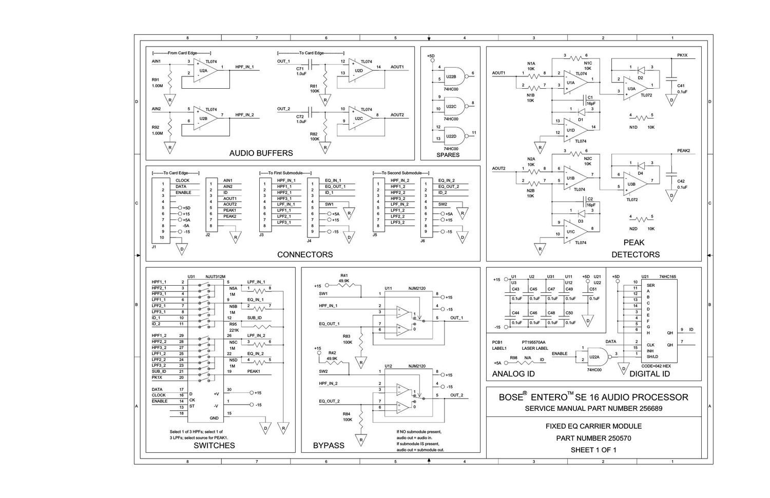 bose entero se16 audio processor 250570 fixed eq carrier schematics