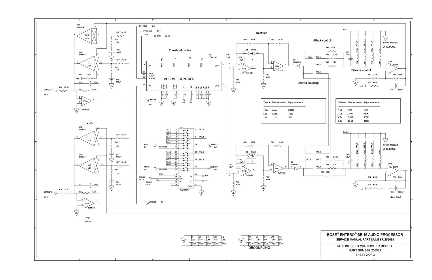 bose entero se16 audio processor 250585 mic line in wlim sht2 schematics