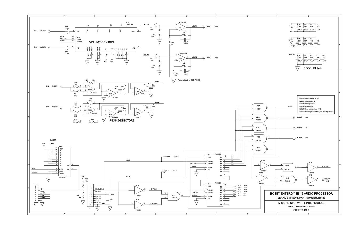 bose entero se16 audio processor 250585 mic line in wlim sht3 schematics