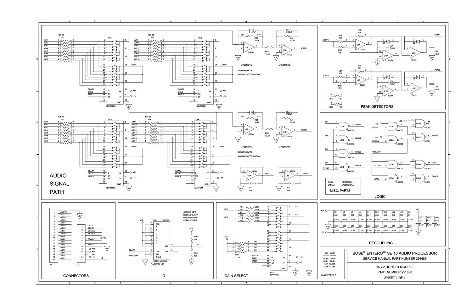 bose entero se16 audio processor 251030 16x2 router schematics