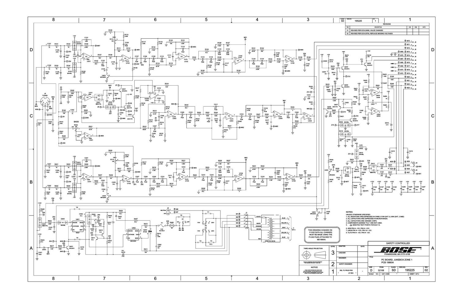 bose jukebox zone 1 sd195225 01 02 schematics