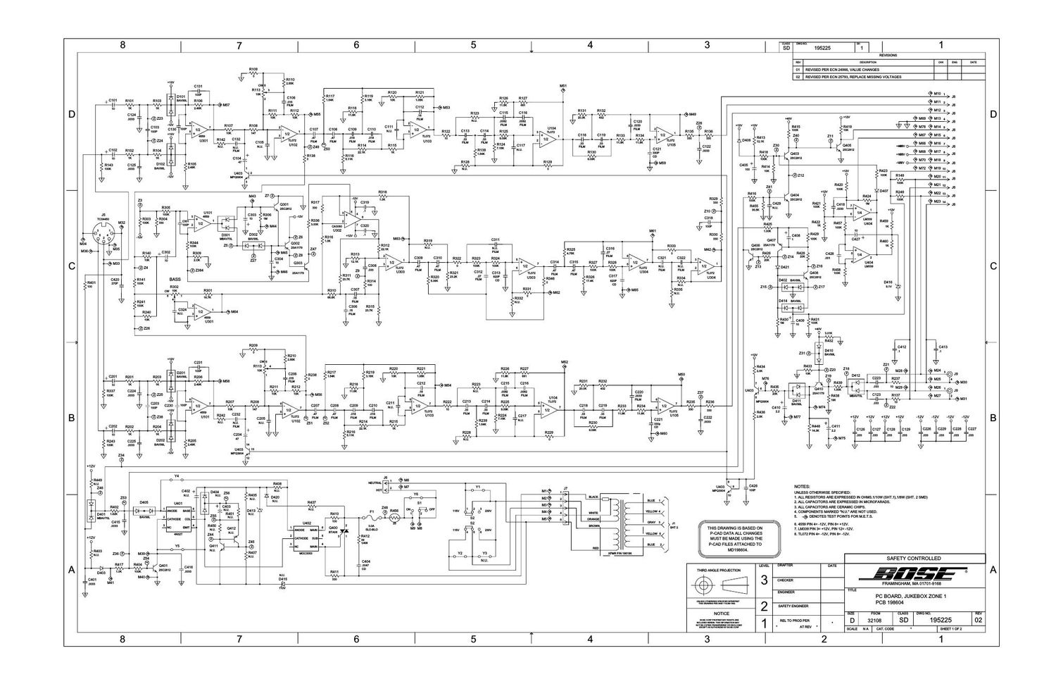 bose jukebox zone 1 sd195225 01 02 schematics