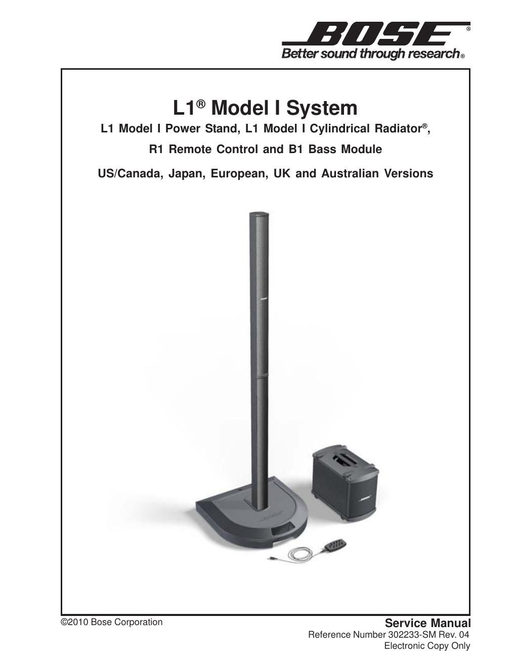 bose l1 bose model i system rev 04; us can euro uk and aus units