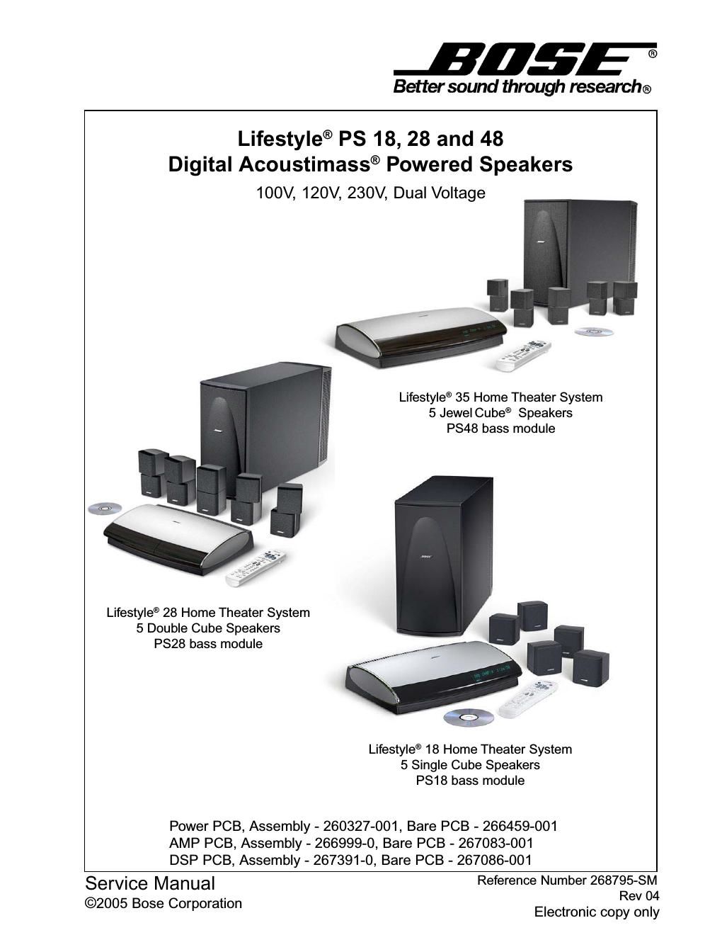 bose lifestyle ps 18 28 and 48 268795 service manual rev04 part list