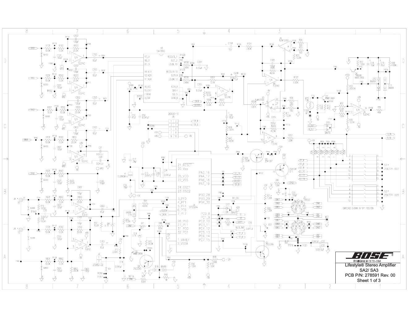 bose lifestyle stereo amplifier sa2 sa3 sd278591 schematics