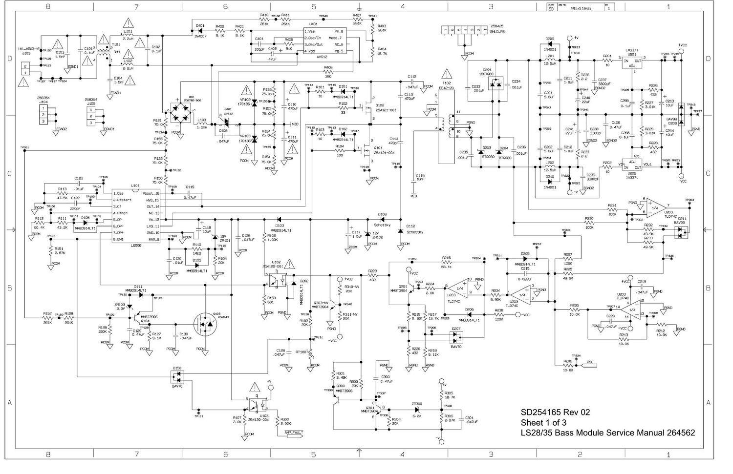 bose ls28 35 bass module sd254165 1 3 02 schematics