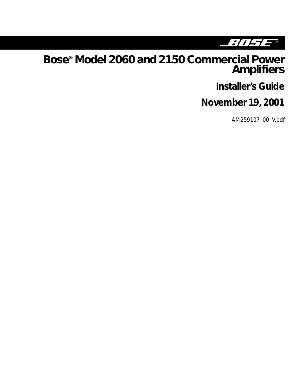 bose model 2150 amplifier installers guide