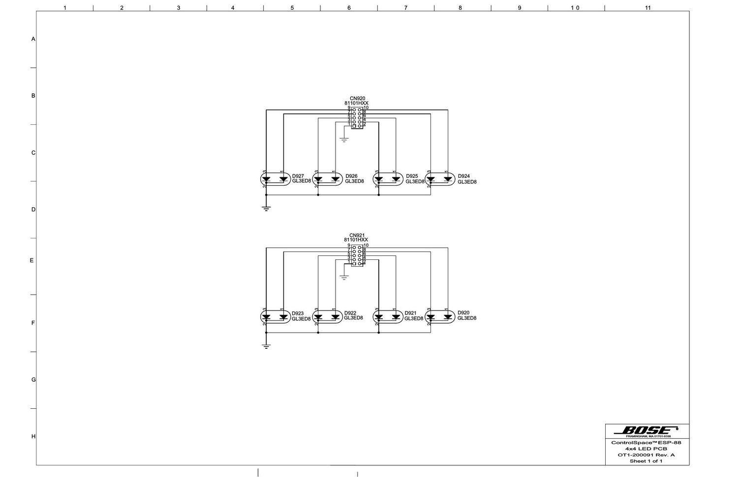 bose obose t1 200091 led card reva