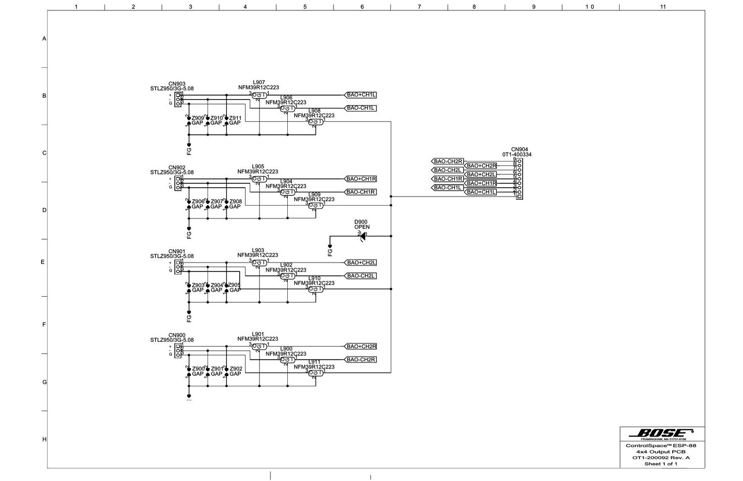 bose obose t1 200092 4x4 line out card reva