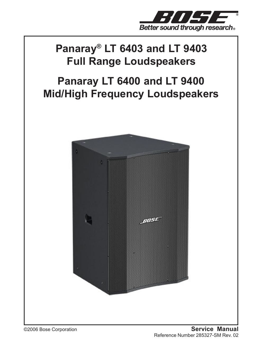 bose panaray lt 6403 and lt 9403 full range and panaray lt 6400 sm rev02 rohs