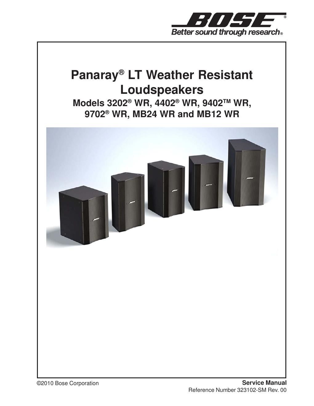 bose panaray lt weather resistant wr loudspeakers service manual
