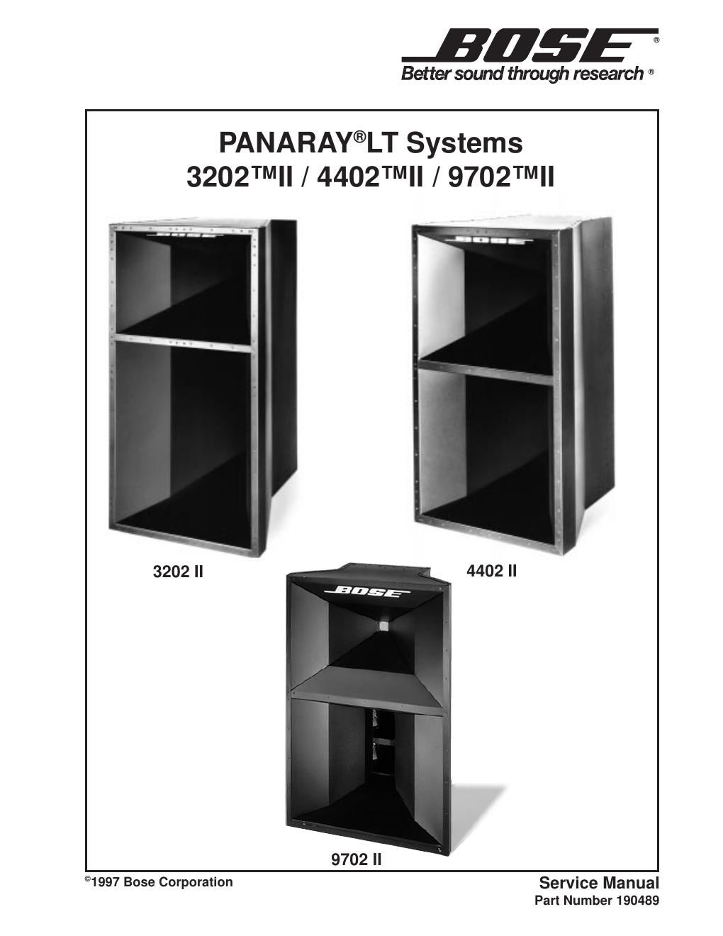 bose panaray lt3202 ii 4402 ii 9702 ii service manual