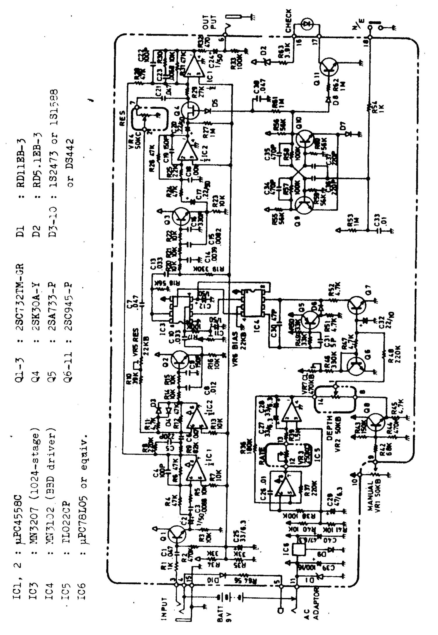 Boss BF 2 Flanger Schematic