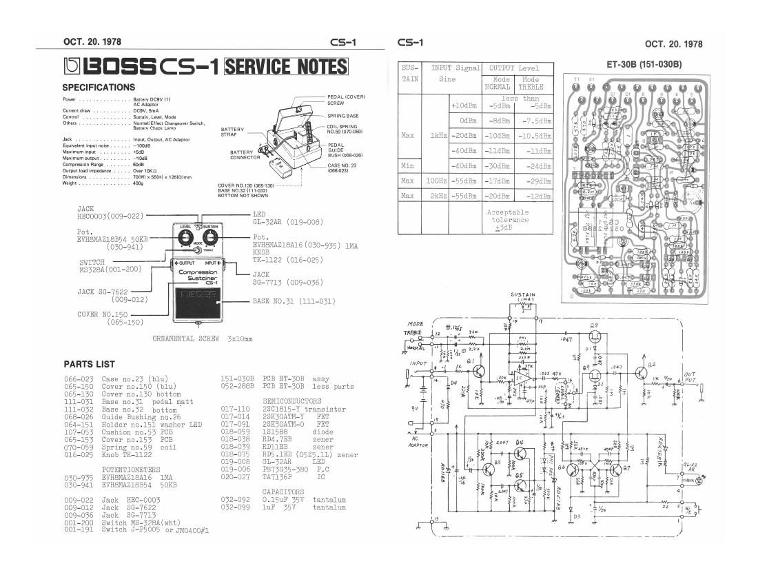 BOSS CS 1 SERVICE NOTES