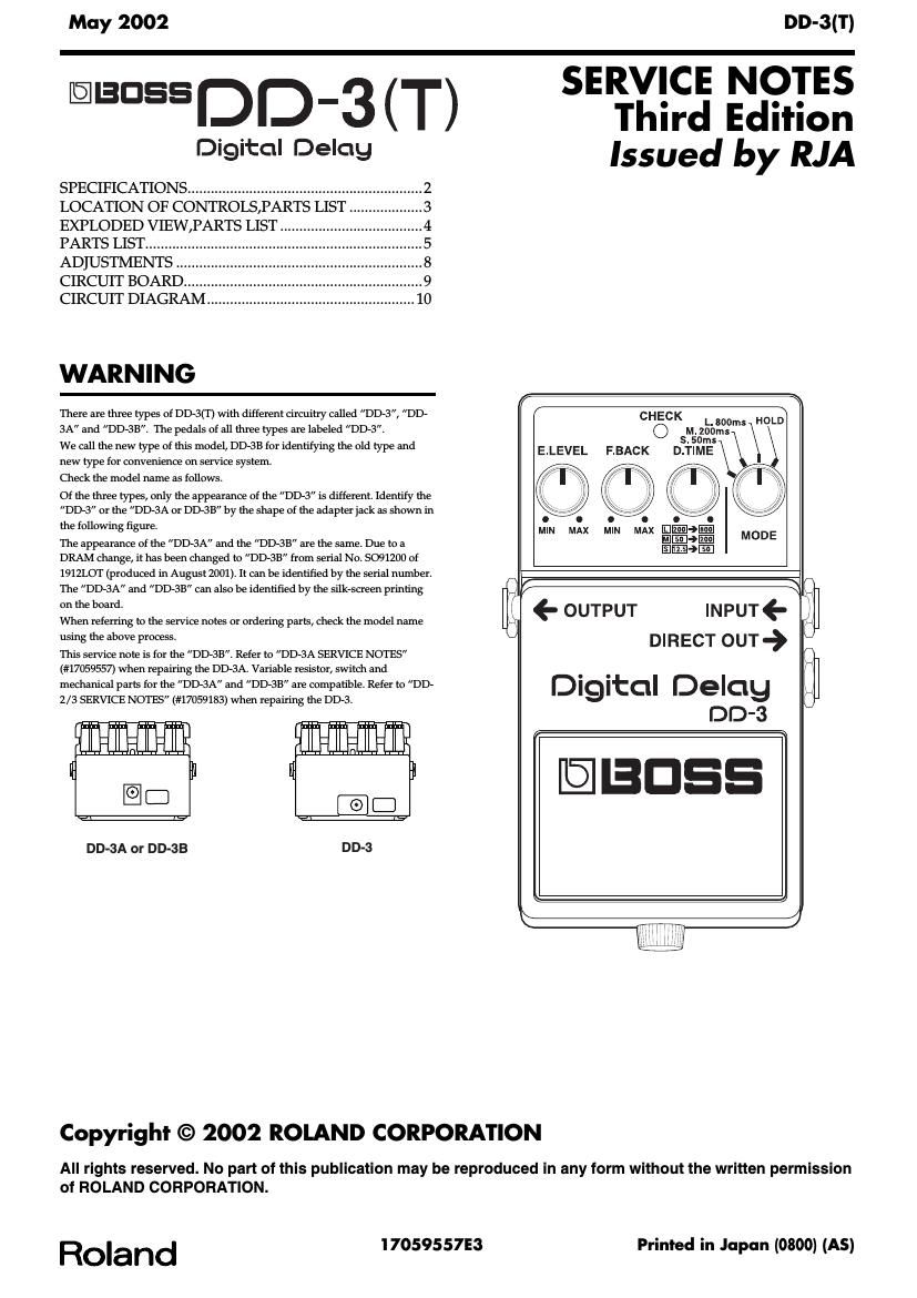 BOSS DD 3T SERVICE NOTES 3rd