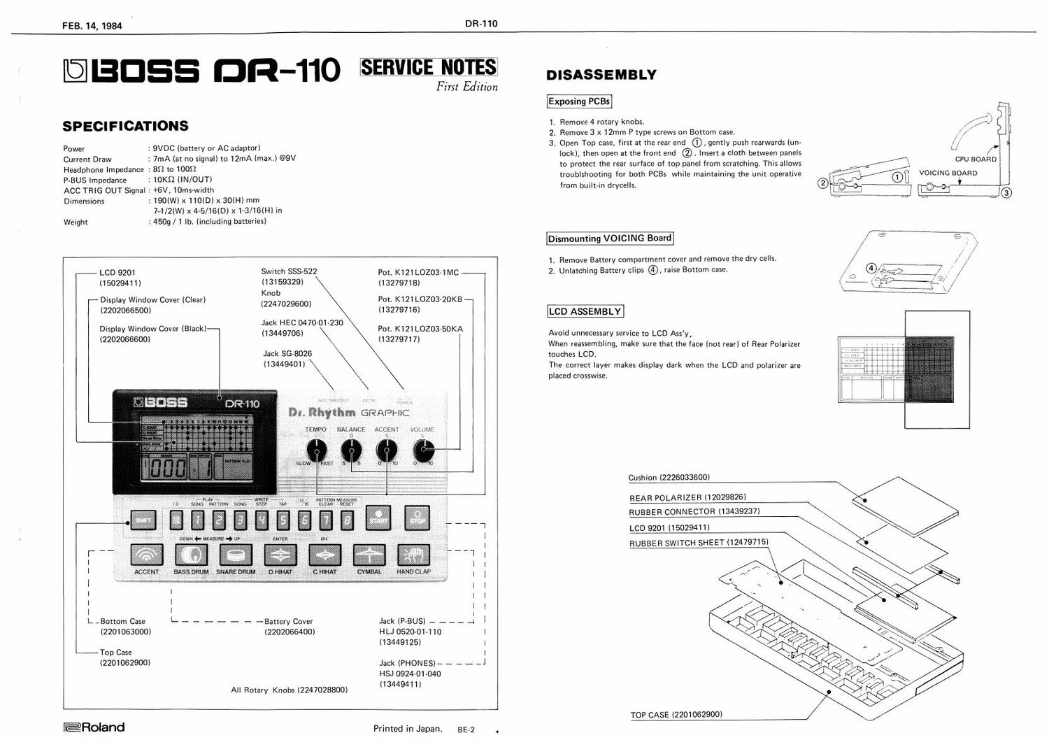 Modified Boss Dr 110 Analog Drum Machine