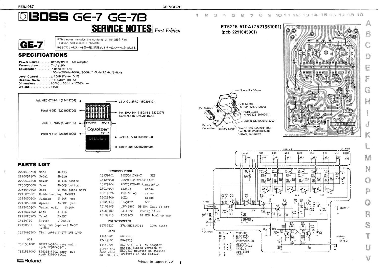 Boss GE 7, GE 7B EQ Service Manual